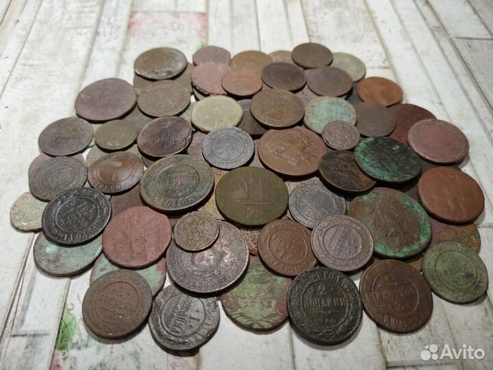 Лот медных монет 80 штук