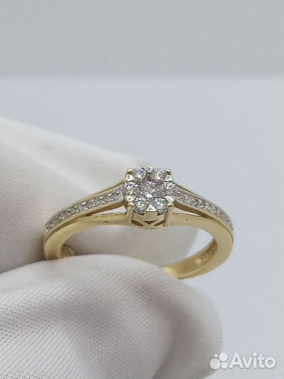 Золотое кольцо с бриллиантами (48080)