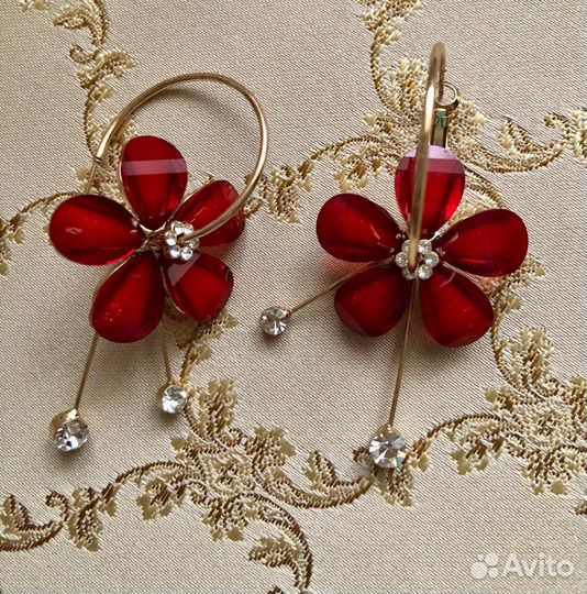 Swarovski серьги конго с цветами новые