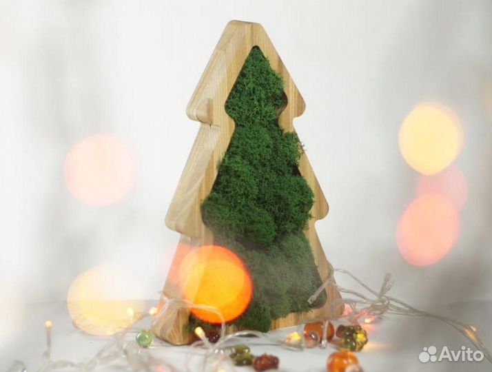 Елочки из мха, оригинальные подарки