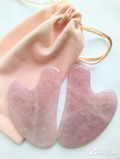 Массажный камень. Скребок гуаша розовый кварц