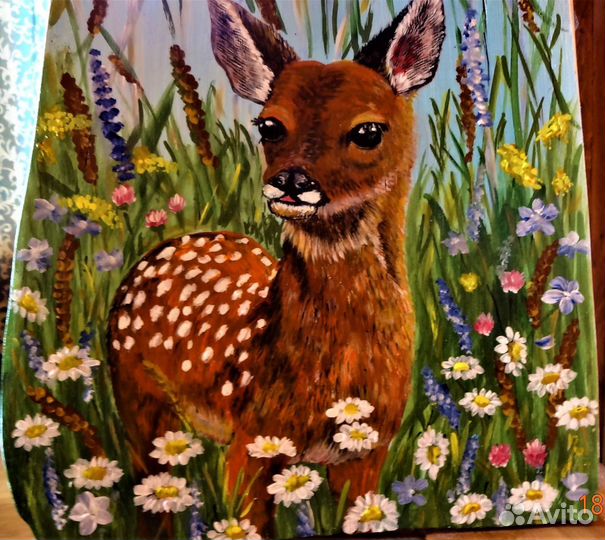 Картина на срезе березы 