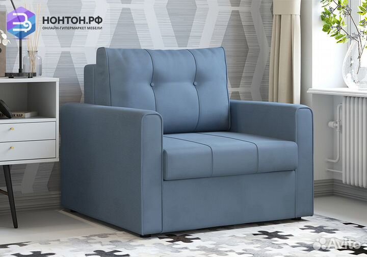 Кресло еврокнижка Лео серо-синее