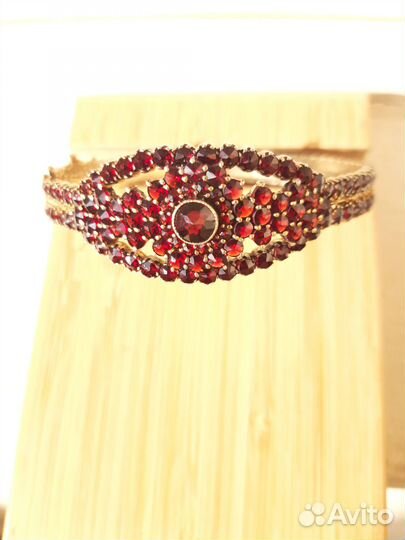 Антикварный гранатовый браслет серебро