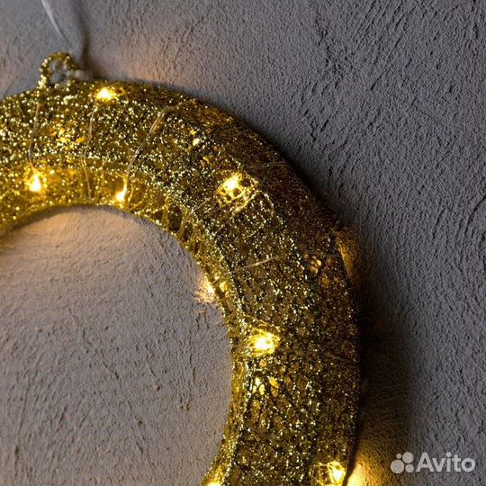 Светодиодная фигура 'Венок' 30 см, металл, батарей