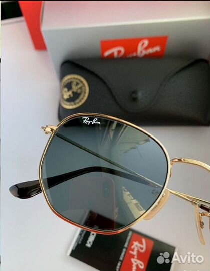 Очки ray ban hexagonal черные