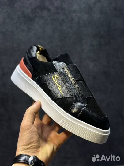 Кроссовки мужские классические кожаные santoni