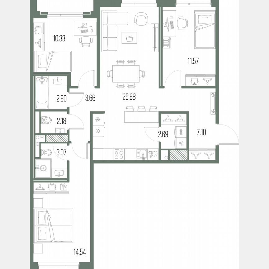 3-к. квартира, 83,7 м², 6/10 эт.