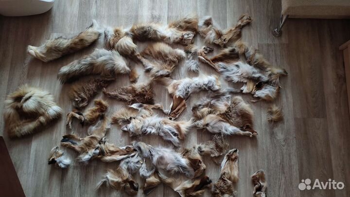 Куски лисы и шапка из лисы меховая