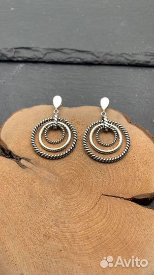 Серьги серебро длинные 925