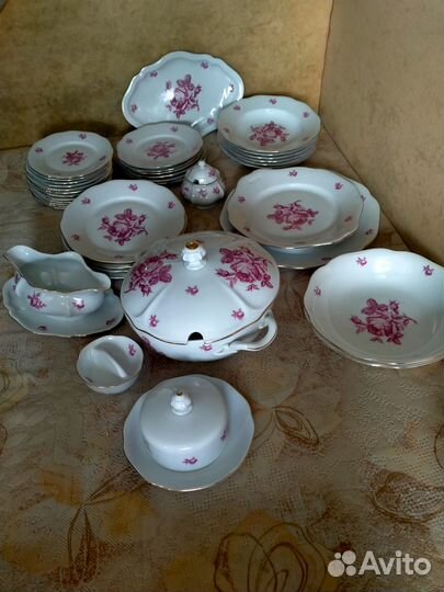 Сервиз столовый «Роза» Богемия Чехословакия 40пред