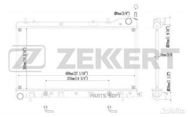 Радиатор охлаждения Субару Форестер (SG) 02- без г