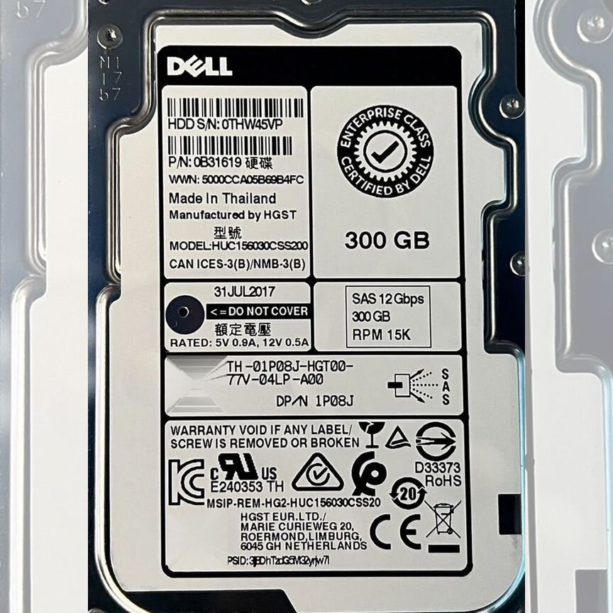 [01P08J] Жесткий Диск Dell 1p08j 300gb Sas 2,5" 01p08j