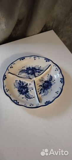 Тарелка менажница Гжель