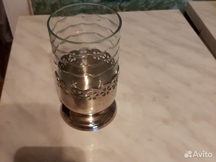 Вазочка стеклянная в металлической подставке СССР
