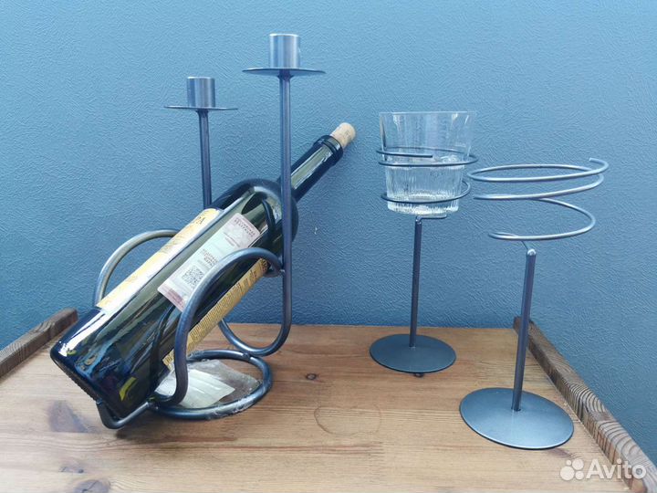 Подсвечники и подставка для вина Лофт