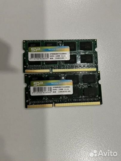 Оперативная память ddr 3 8gb sodimm (2 шт)
