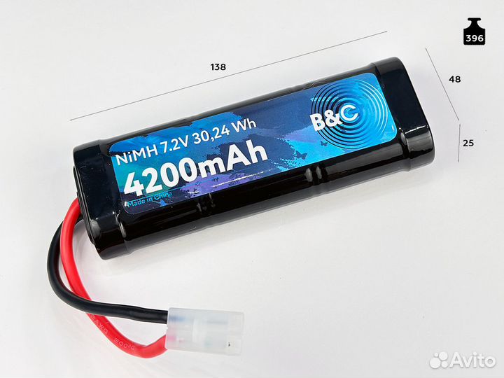 Аккумулятор Ni-Mh B&C 4200mAh, 7,2V, (Tamiya)