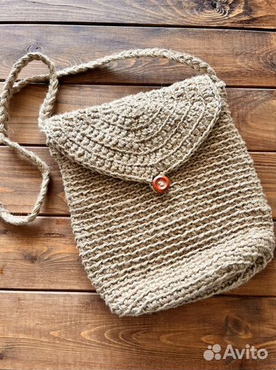 Новая джутовая сумка 27*27 см с подкладом