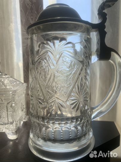 Карты кружка антикварное стекло литье до 1900