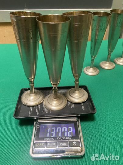 Рюмки серебро 875 пробы позолота