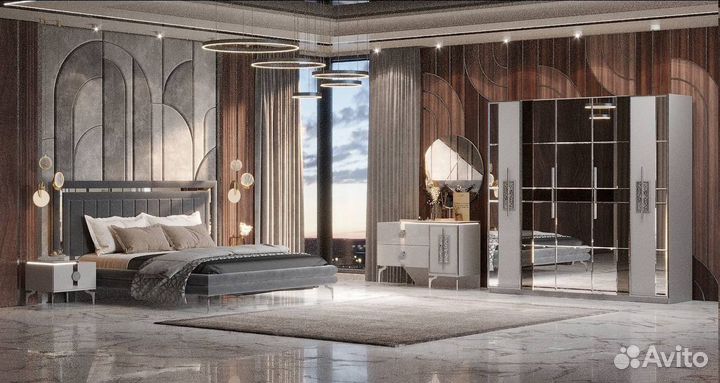 Спальня «Грация»-5ти Серый и Крем