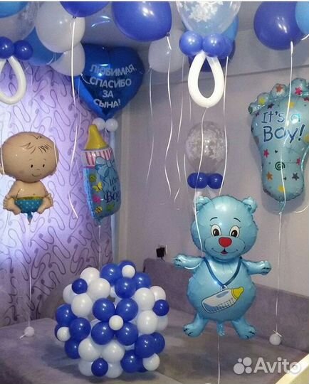 Шарики на выписку из роддома, украшение