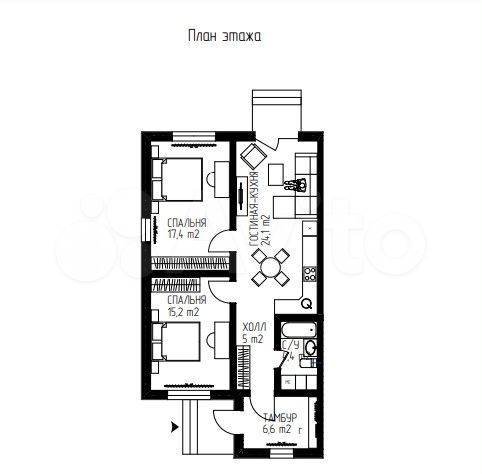 Дом 69 м² на участке 4 сот.