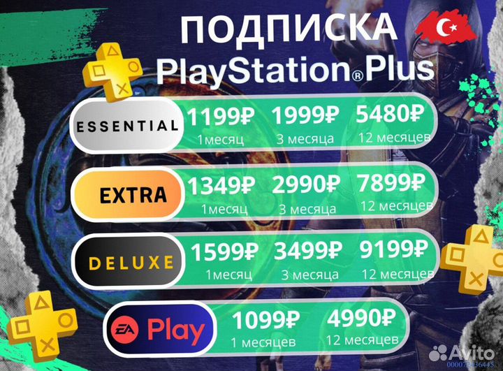 Подписка ps plus Delux на ps4 ps5+EA play (Арт.66123)