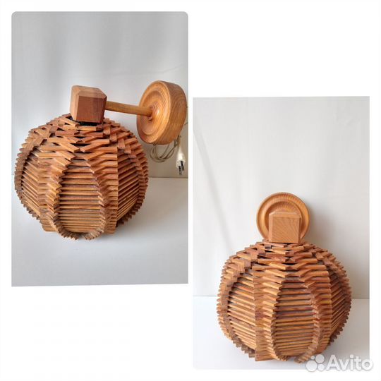 Шторы и светильник из дерева