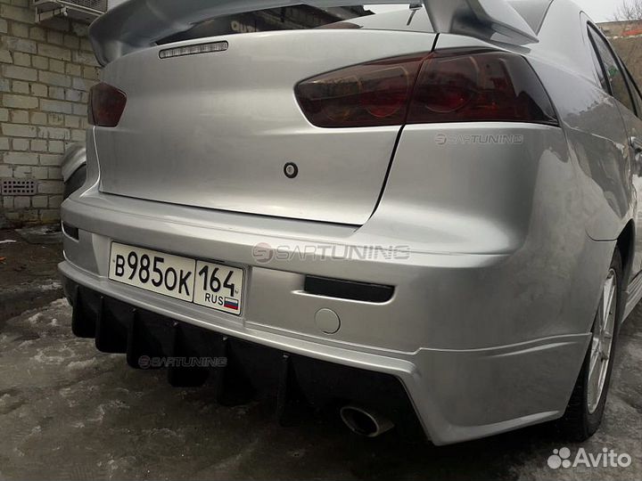 Юбка заднего бампера Лансер 10 Shark Lancer X