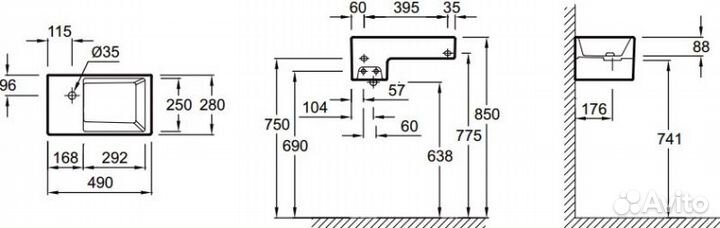 Раковина Jacob Delafon terrace EGA012-00 (50х28)