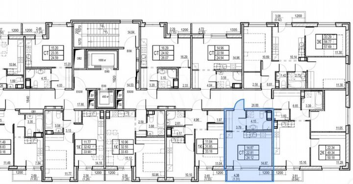 Квартира-студия, 24 м², 8/12 эт.