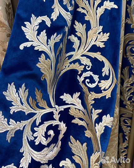 Темно синие портье Ткань на хлопковой основе