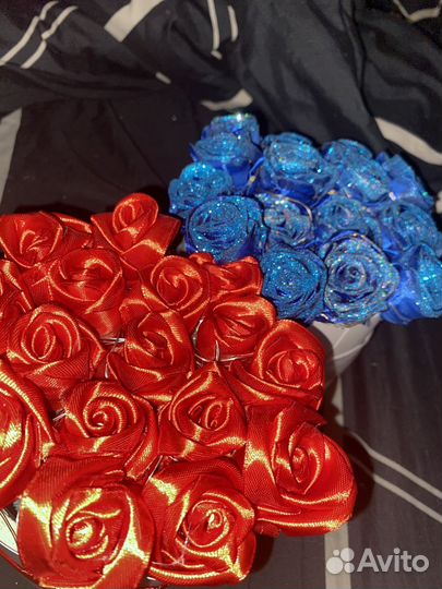 Розы из атласных лент Тольятти