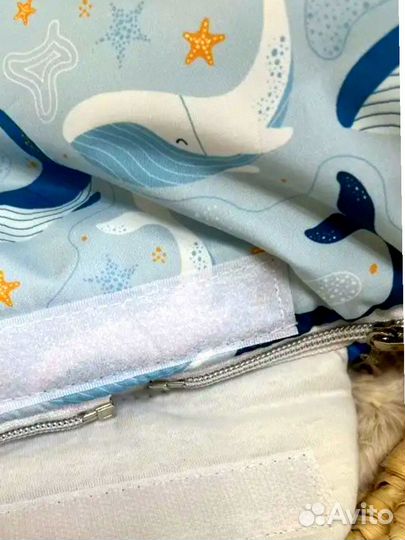 Конверт на выписку новорожденного весенний в роддом (синий)