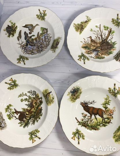 Набор глубоких тарелок «Охота» Чехия Бернадотте