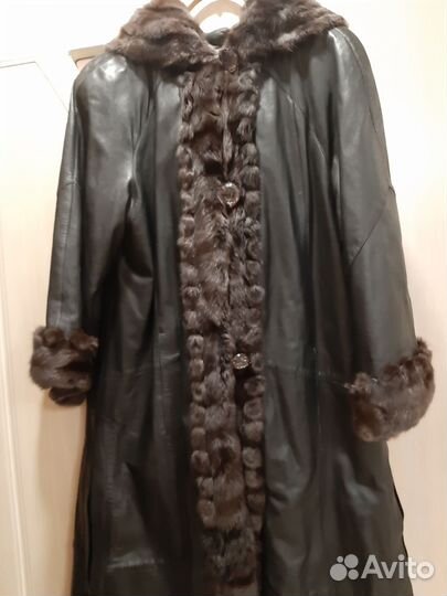 Кожаный плащ-пальто женский натуральная кожа
