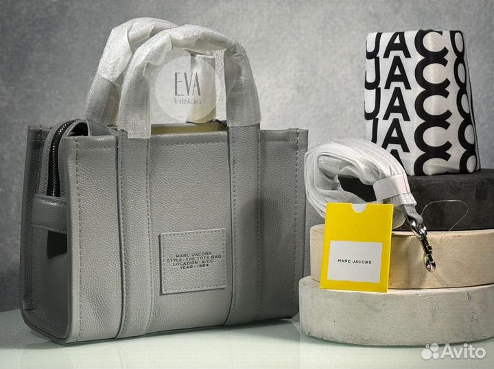 Сумка-тоут Marc Jacobs THE leather mini wolf grey