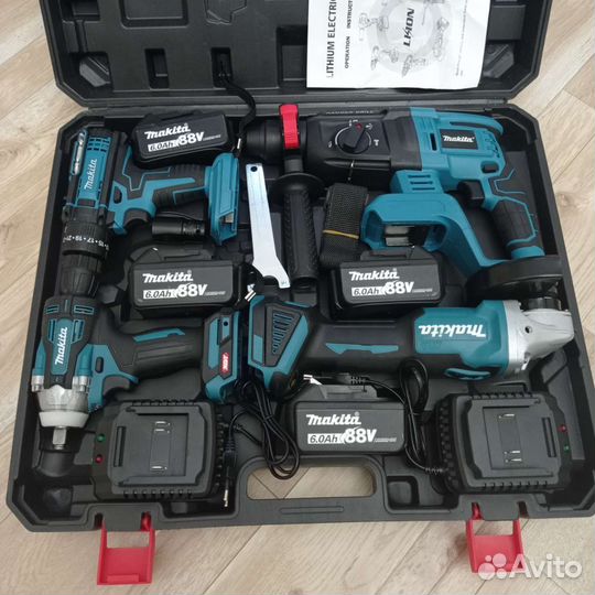 Набор makita 4в1 с четырьмя аккумуляторами