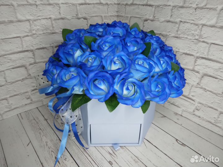 Букет из мыльных роз,букет шкатулка,цветы