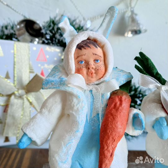 Ватные игрушки мальчики зайчики