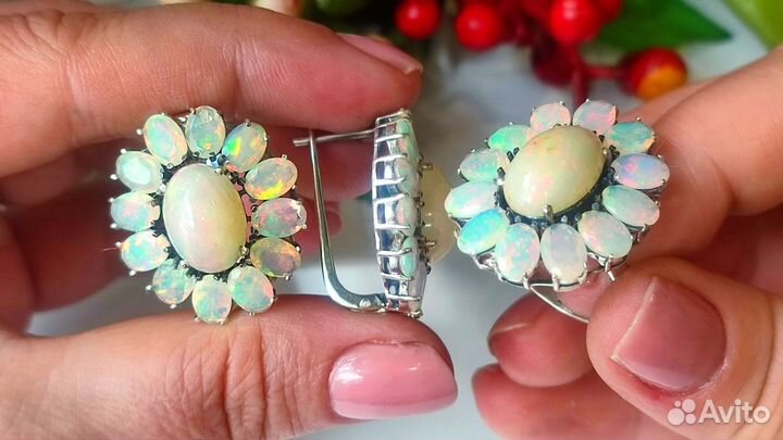 Люкс комплект с опалами Эфиопия 29,6ct 19,5р-р 925