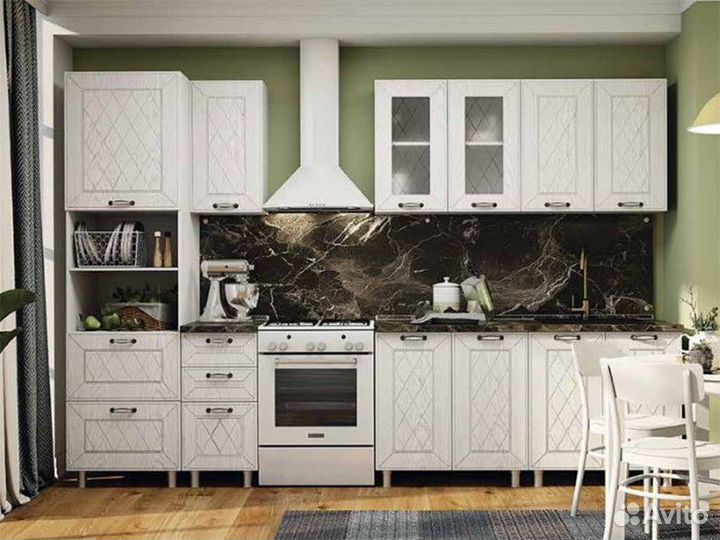 Кухня Афина айс Шкаф 4В2 корп белый, фасад 4В2