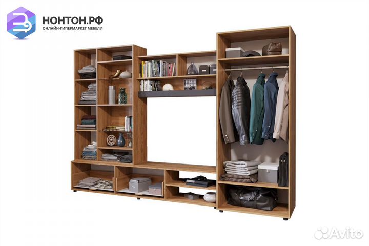 Стенка Сафари дуб крафт золотой / матовый графит с