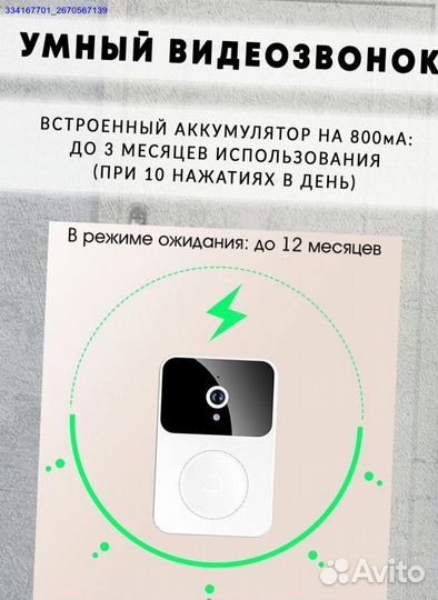 Звонок Беспроводной Дверной С Камерой (Арт.60878)