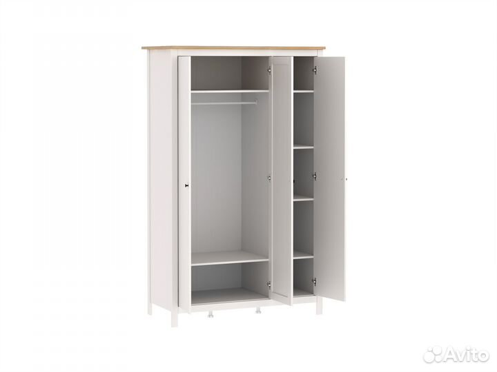 Сага шкаф 3 двери с зеркалом IKEA белый/ясень