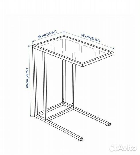 Журнальный столик IKEA со стеклом для ноутбука