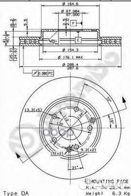 Диск тормозной UV Coated перед 09841111 Brembo