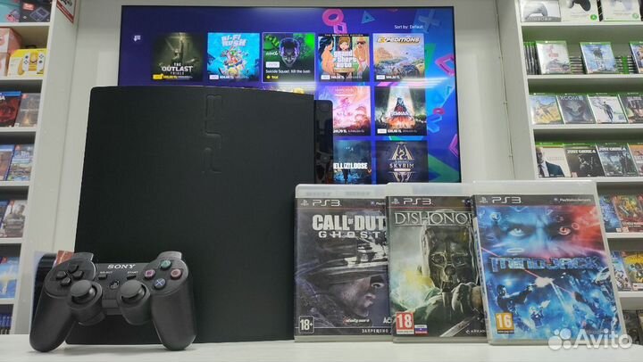 PS3 + 2 геймпада + игры